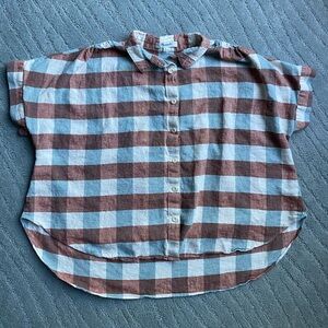 Madewell Plaid Women’s Linen Blend Button Down Shirt Size Medium